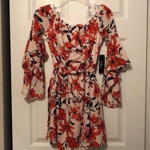 Floral off the shoulder sleeves dress